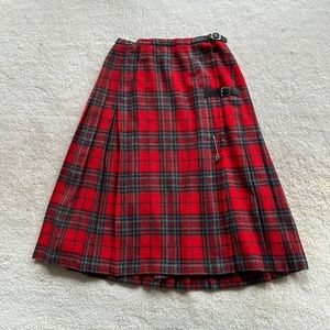 Classic vintage original 100% wool red and gray tartan kilt